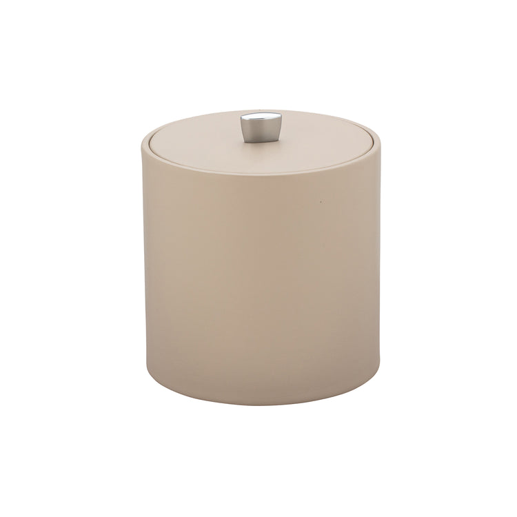 Taupe | Sophisticated Dorchester ice bucket with a sleek design, material cover, and chrome arc knob, ideal for luxury in-room service.