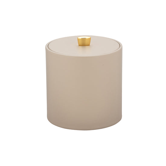 Taupe | Chic Oxford 3qt Ice Bucket showcasing a refined material cover and a decorative gold arc knob, adding a touch of elegance to your entertaining setup.