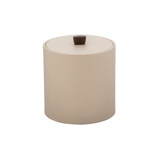 Taupe | Sophisticated Durham ice bucket with a sleek design, durable material cover, and oil-rubbed bronze arc knob, perfect for upscale in-room service.