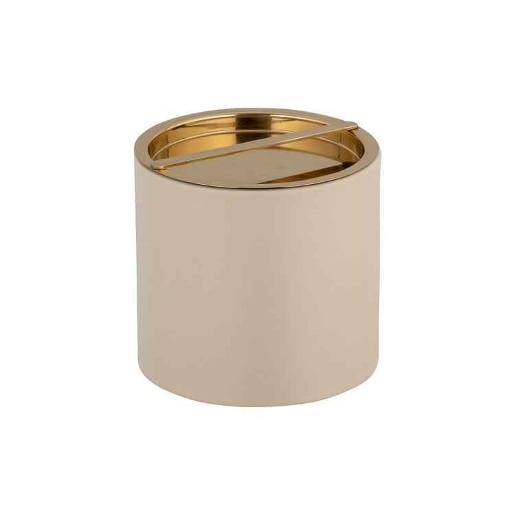 Taupe | Sleek Santa Barbara 2qt Ice Bucket showcasing a modern brushed gold bridge cover, ideal for serving ice at upscale events.