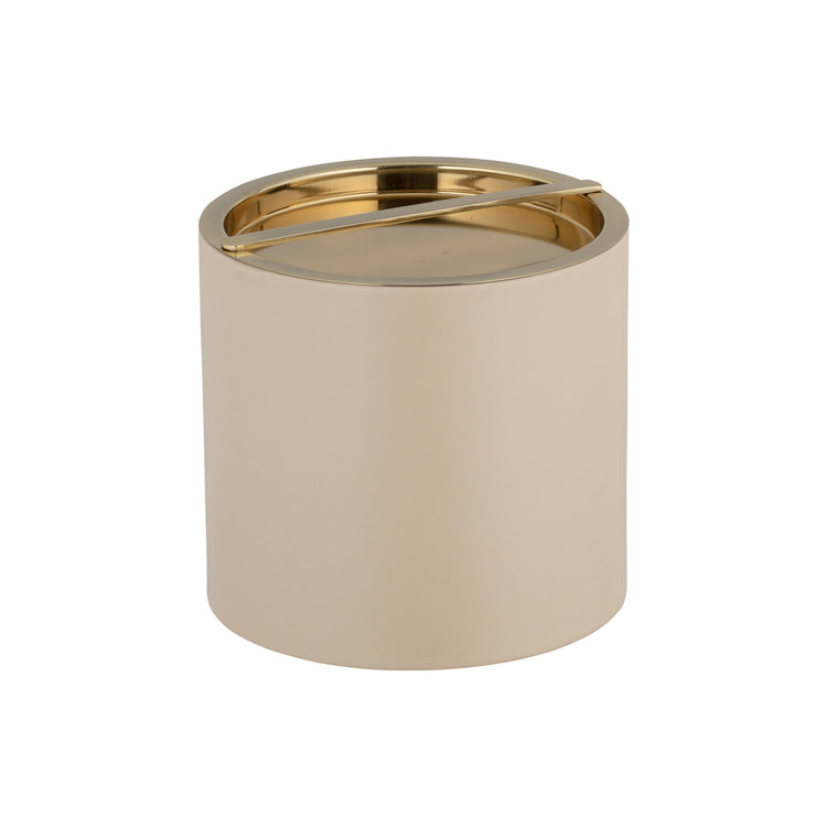 Taupe | Sophisticated Santa Barbara 3qt Ice Bucket showcasing a modern brushed gold bridge cover, ideal for serving ice at upscale gatherings.