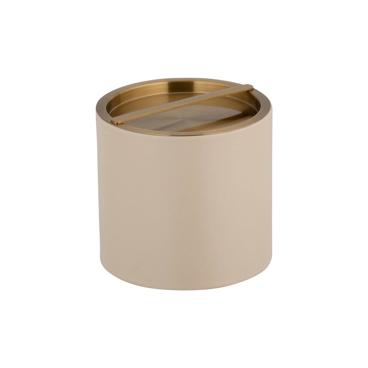 Taupe | Chic Milan 2qt Ice Bucket with a stylish polished gold bridge cover, an ideal accessory for enhancing any bar or dining experience.