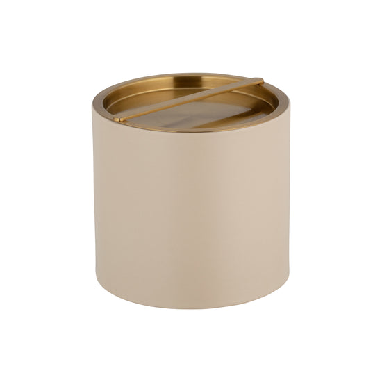 Taupe | Chic Milan 3qt Ice Bucket with a gleaming polished gold bridge cover, ideal for serving chilled beverages at upscale events.