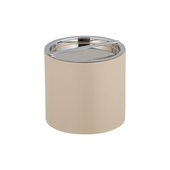 Taupe || Chic Manhattan 2qt Ice Bucket equipped with a polished chrome bridge cover, combining functionality with sophisticated design for luxury spaces.