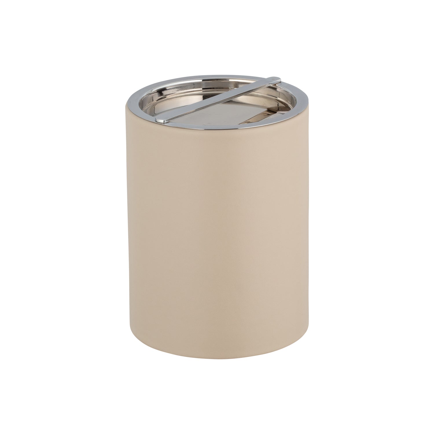 Taupe | Manhattan Tall Ice Bucket with polished chrome bridge cover, available in five color options for refined guestroom decor.