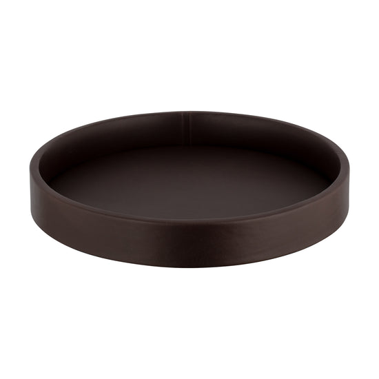 Chocolate | Elegant 14" round gallery tray with a polished finish, ideal for enhancing the presentation of amenities in hotel rooms and event spaces.