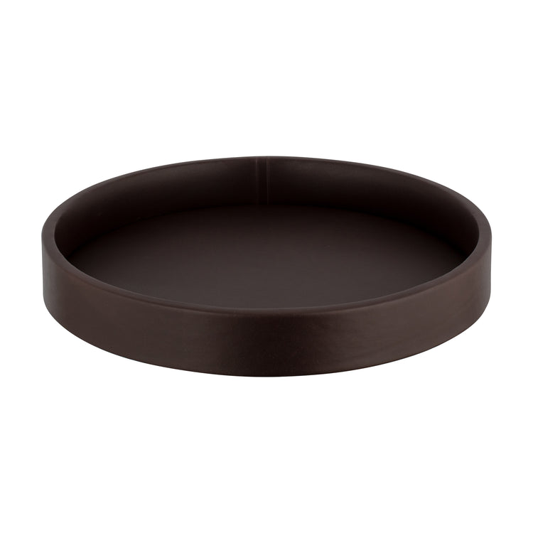 Chocolate | Elegant 14" round gallery tray with a polished finish, ideal for enhancing the presentation of amenities in hotel rooms and event spaces.