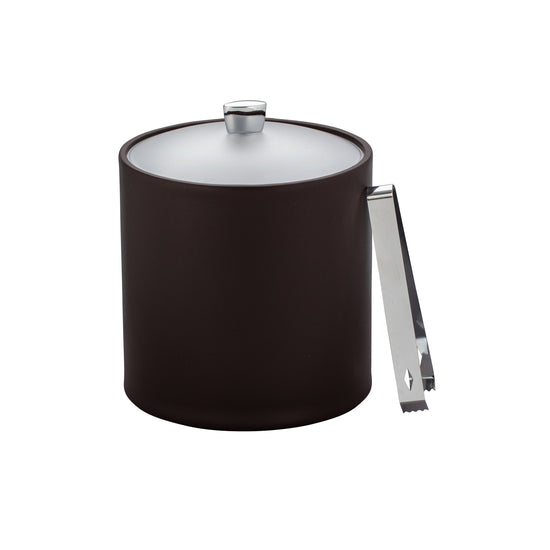 Chocolate | Elegant Arc Ice Bucket featuring a durable acrylic cover and polished chrome arc knob.