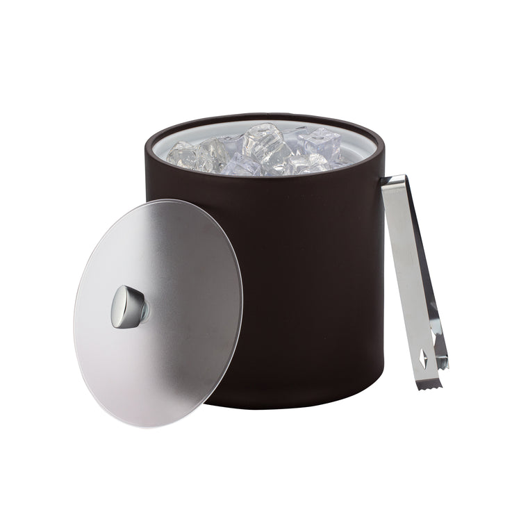 Chocolate | Stylish 3qt Ice Bucket with a chrome arc knob, ideal for hospitality and guestroom settings.