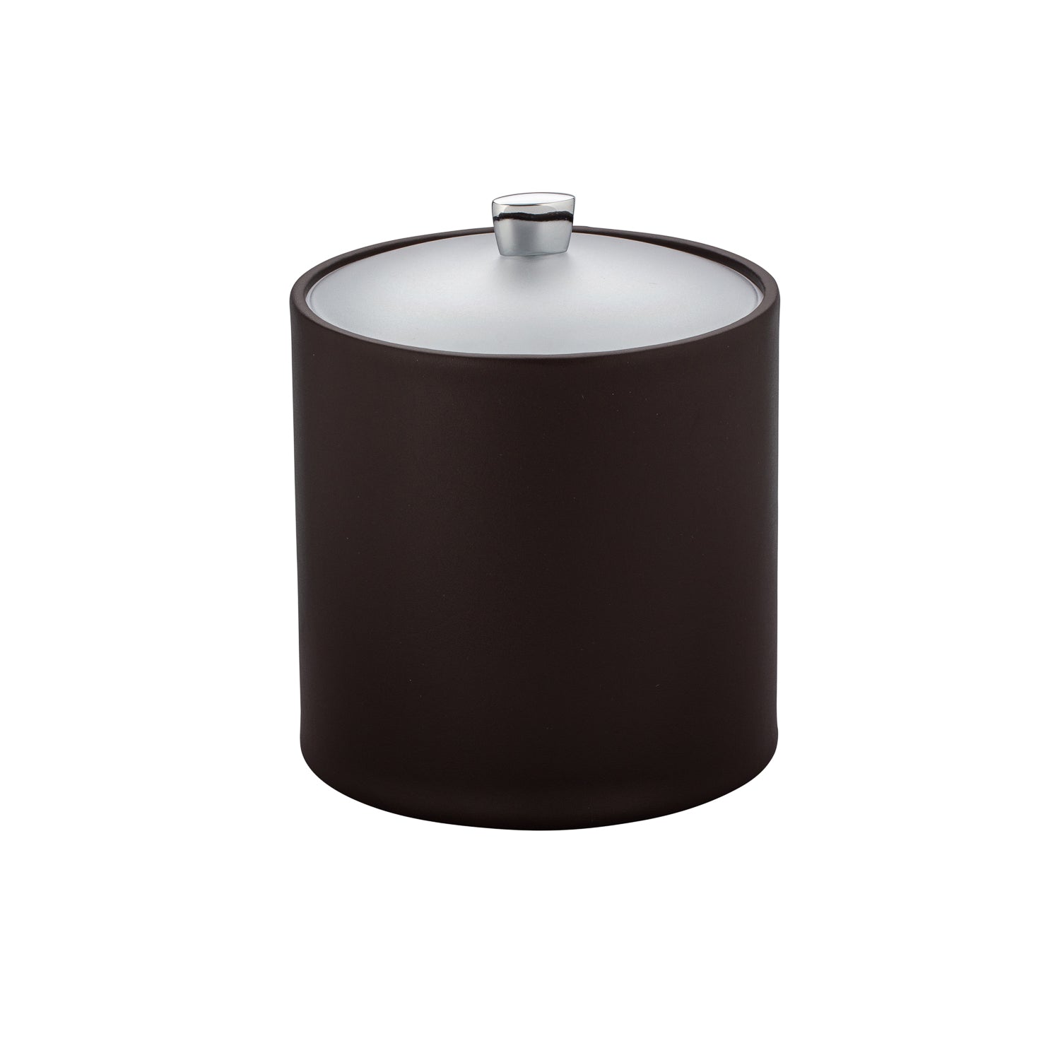 Chocolate | Elegant Arc 3qt ice bucket with a chrome knob and durable acrylic cover for upscale hotels.