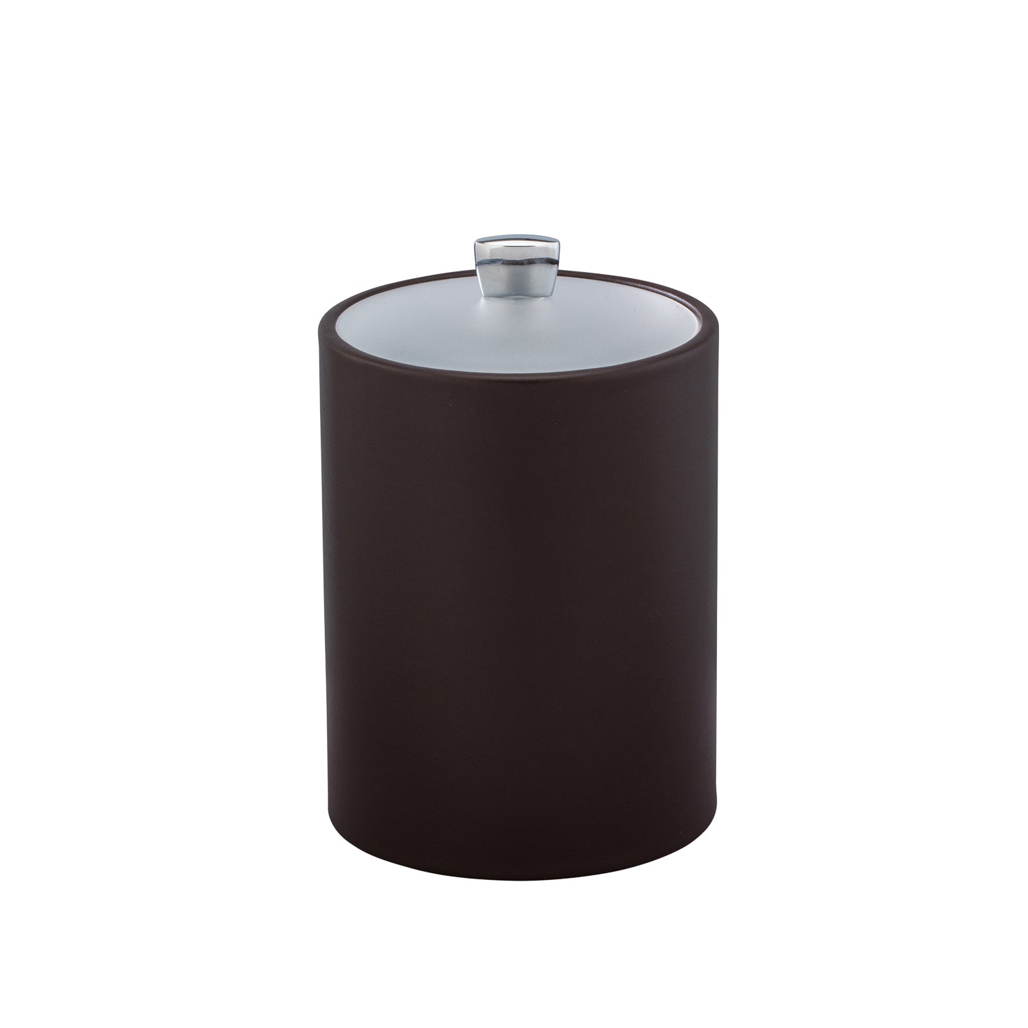 Chocolate | Contemporary tall ice bucket with a chrome arc knob and transparent acrylic cover, ideal for high-end hospitality.