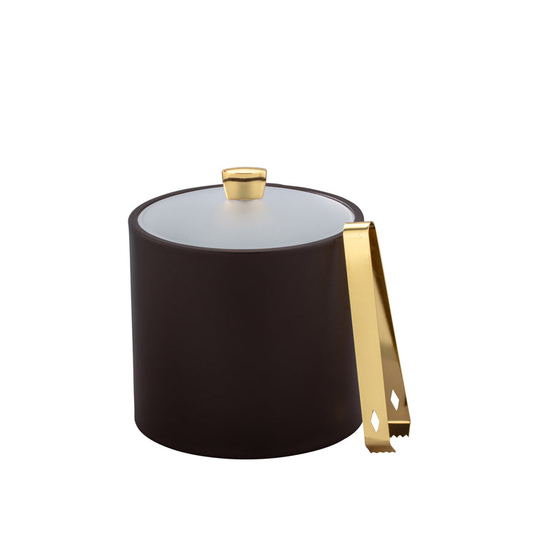 Chocolate | Golden arc knob paired with an acrylic lid on this stylish 2qt ice bucket for hospitality environments.