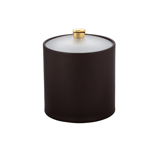 Chocolate | Chocolate Premium ice bucket with a gold arc knob and frosted acrylic cover for refined hotel settings.