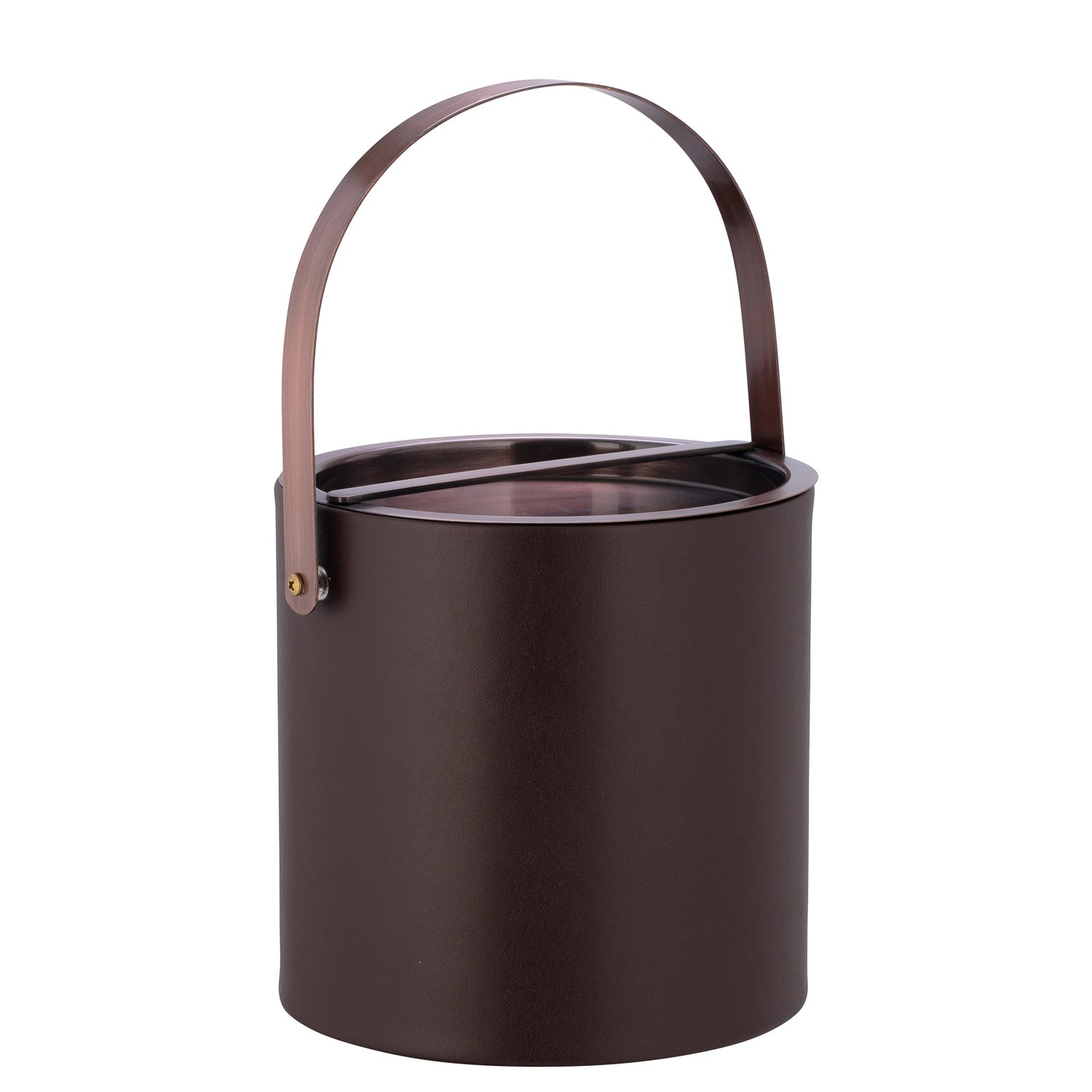 Chocolate | Chic 3qt ice bucket featuring a sophisticated oil-rubbed bronze arch handle and bridge cover, perfect for bars and hotels.