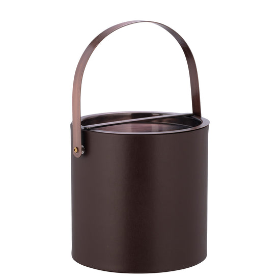 Chocolate | Chic 3qt ice bucket featuring a sophisticated oil-rubbed bronze arch handle and bridge cover, perfect for bars and hotels.