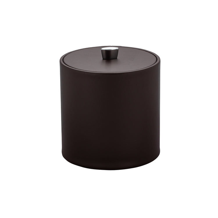 Chocolate | Contemporary Dorchester 3qt ice bucket featuring a durable material cover and eye-catching chrome arc knob, perfect for refined dining settings.