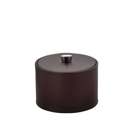 Chocolate | Contemporary Dorchester Mesa ice bucket featuring a practical material cover and eye-catching chrome arc knob, perfect for refined dining experiences.