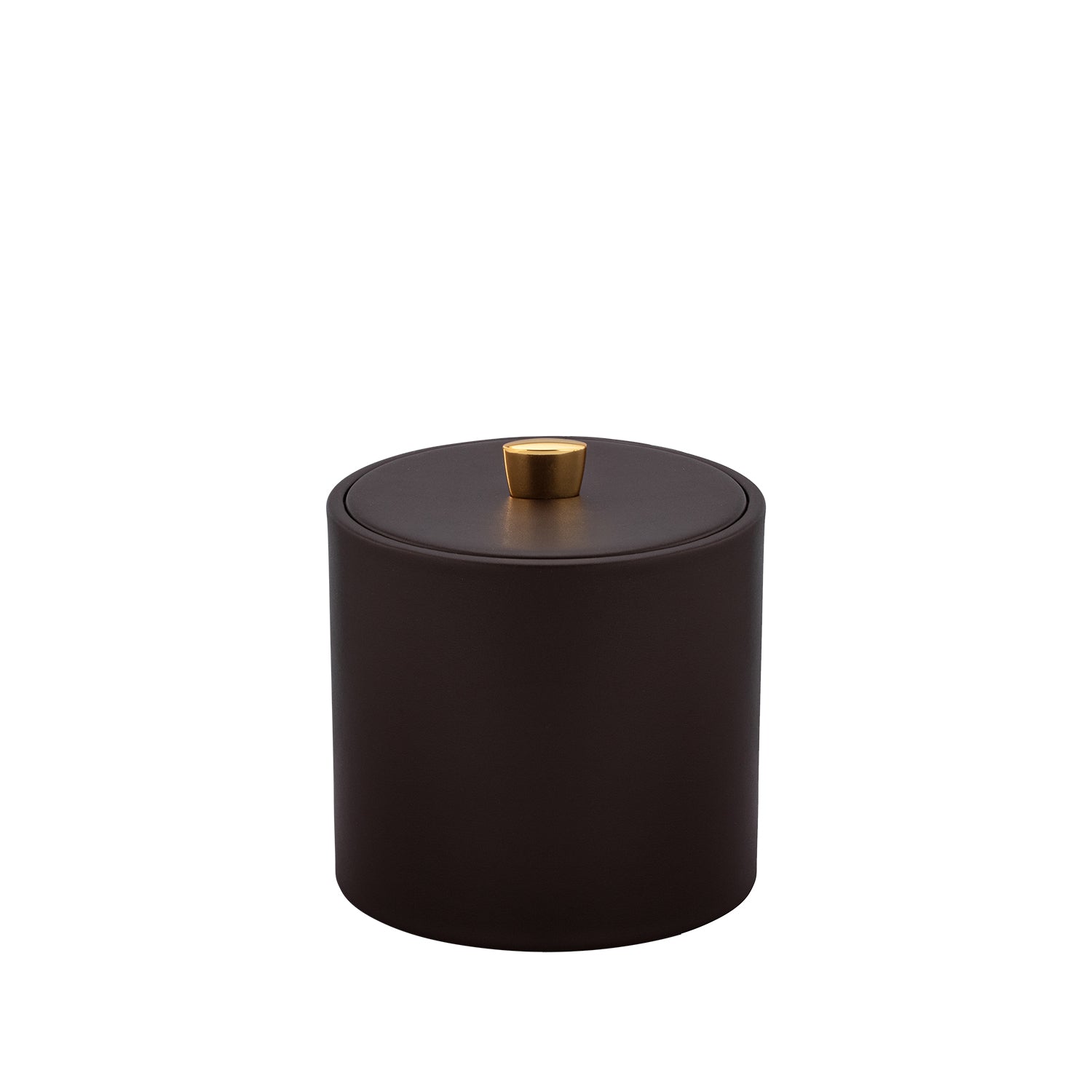 Chocolate | Oxford 2qt Ice Bucket showcasing a sleek material cover and a decorative gold arc knob, perfect for entertaining guests in style.