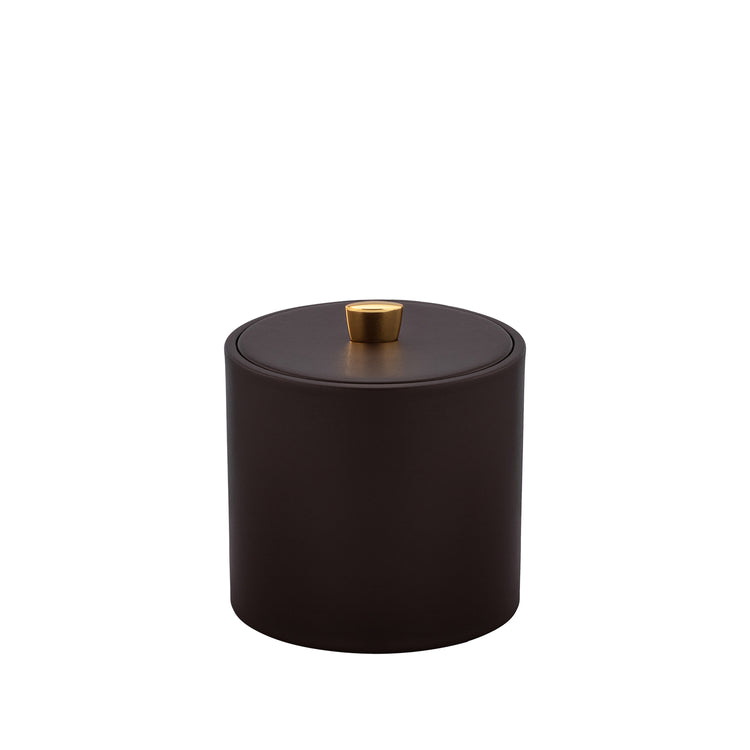 Chocolate | Oxford 2qt Ice Bucket showcasing a sleek material cover and a decorative gold arc knob, perfect for entertaining guests in style.