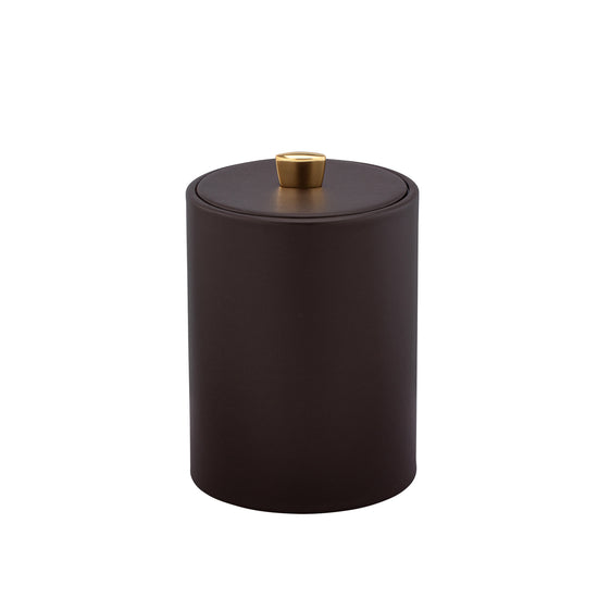 Chocolate | Chic Oxford Tall Ice Bucket equipped with a sturdy material cover and an eye-catching gold arc knob, adding a touch of elegance to any bar or dining setup.