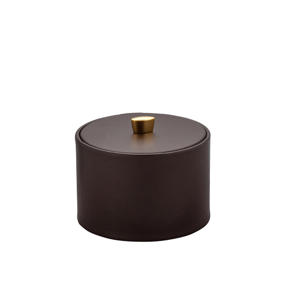 Chocolate | Chic Oxford Mesa Ice Bucket equipped with a sturdy material cover and an eye-catching gold arc knob, making it a versatile accessory for any occasion.