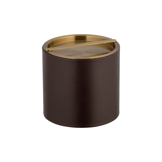 Chocolate | Stylish Santa Barbara 2qt Ice Bucket featuring a luxurious brushed gold bridge cover, perfect for serving ice at elegant gatherings and enhancing bar decor.