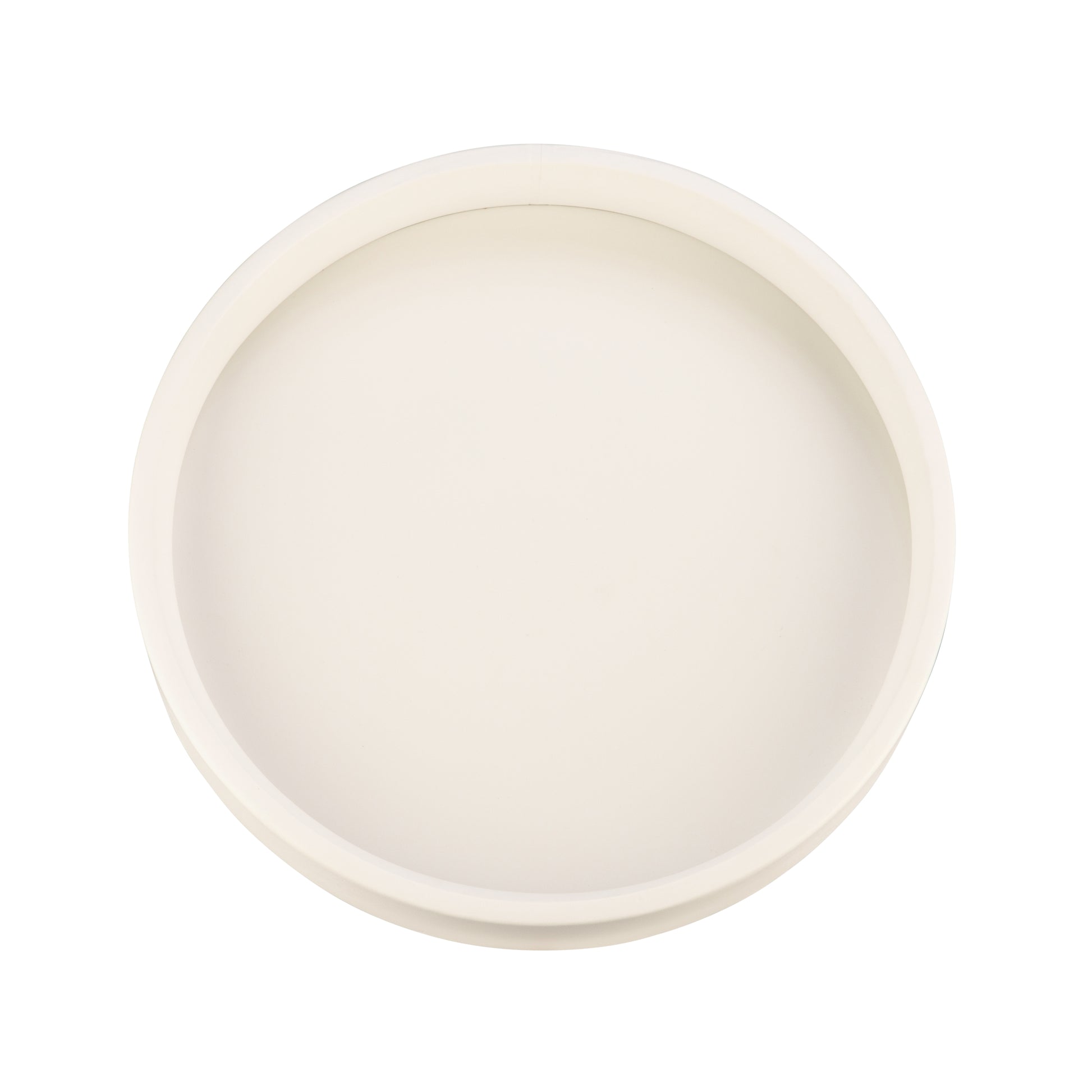 White | Chic Gallery 14" Round Tray, offering a refined touch to hotel rooms and lounges with its elegant design.