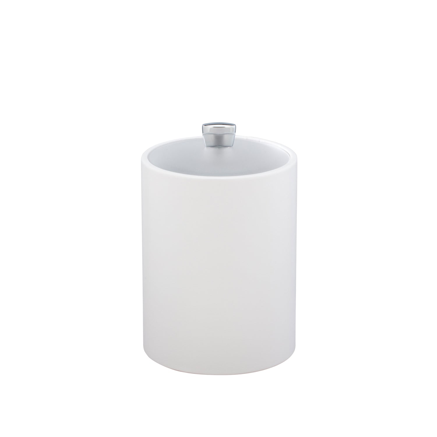 White | Sophisticated Arc Tall Ice Bucket with acrylic cover and chrome arc knob, designed to elevate guest experiences.