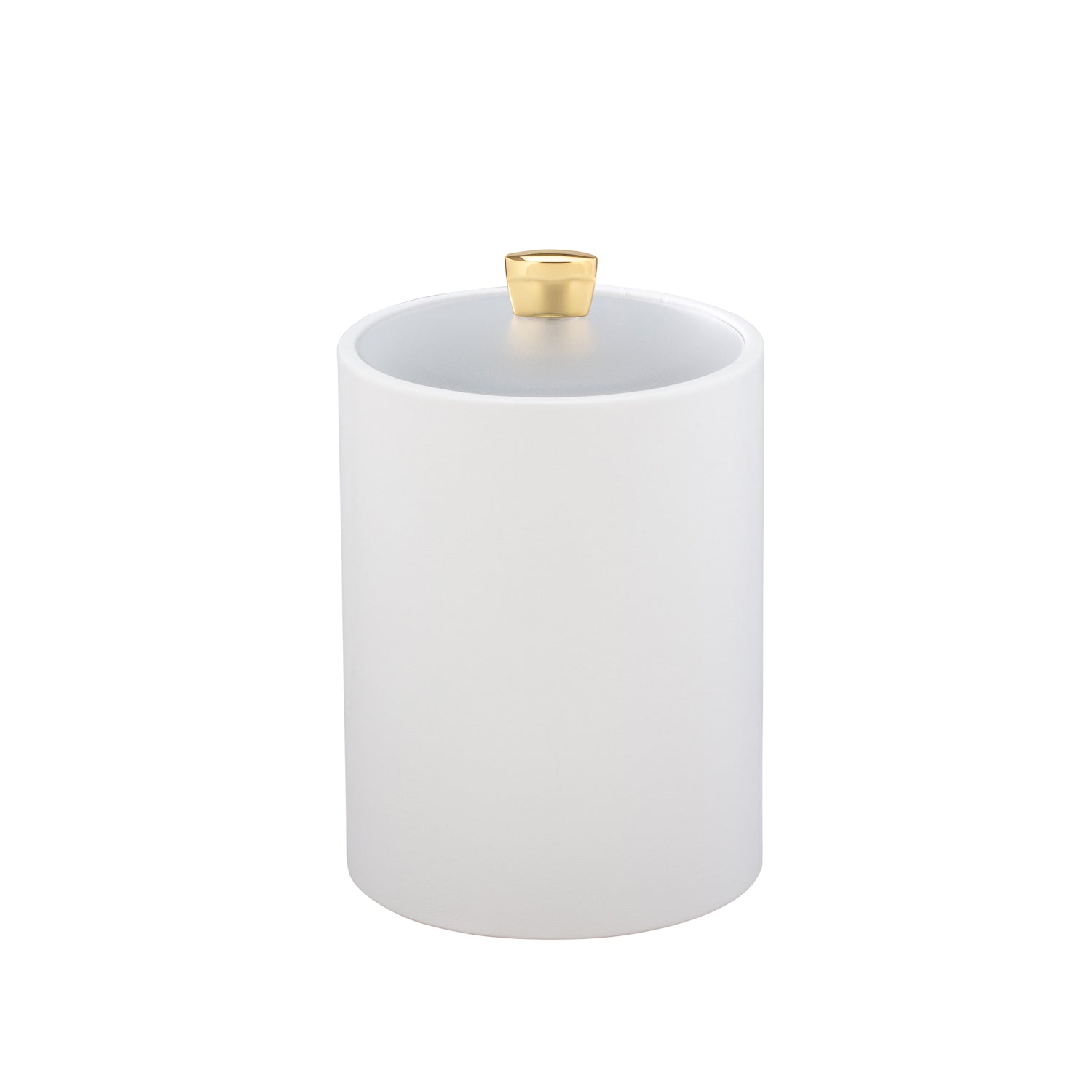 White | Sophisticated Arc Tall Ice Bucket with acrylic cover and gold arc knob, perfect for high-end bars and event venues.