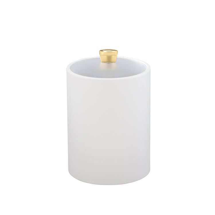 White | Sophisticated Arc Tall Ice Bucket with acrylic cover and gold arc knob, perfect for high-end bars and event venues.