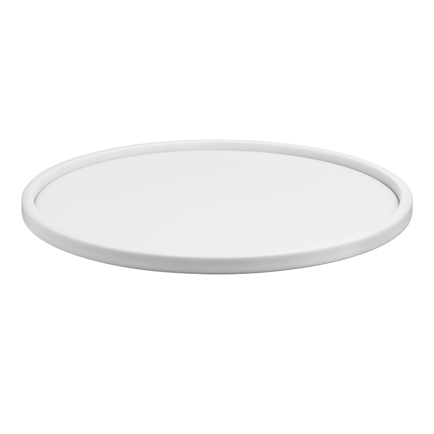 White | Contemporary Plus 12" round tray with an ergonomic design, great for serving food, displaying decor, or enhancing dining experiences.