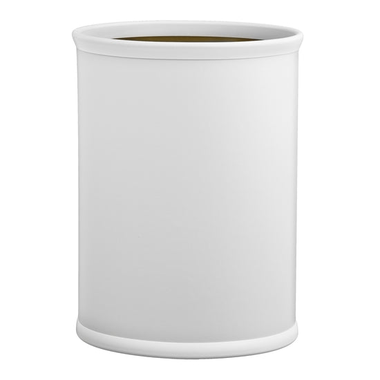 White | Contemporary Plus 13qt oval wastebasket featuring a spacious interior, designed to fit seamlessly into any decor style while maintaining cleanliness.