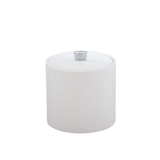 White | Stylish 2qt Dorchester ice bucket with a material cover and chrome arc knob, combining elegance and functionality for premium hospitality settings.