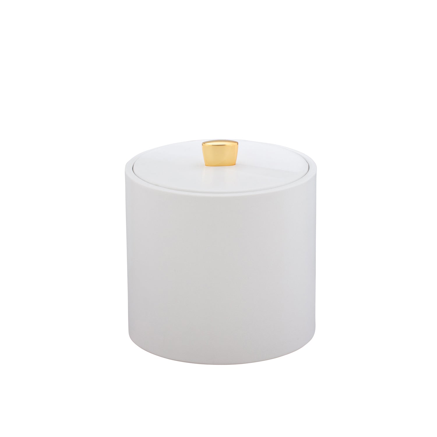 White | Versatile Oxford 2qt Ice Bucket equipped with a durable material cover and a stylish gold arc knob, making it a practical addition to your barware collection.