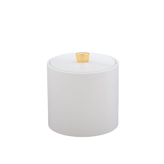 White | Versatile Oxford 2qt Ice Bucket equipped with a durable material cover and a stylish gold arc knob, making it a practical addition to your barware collection.