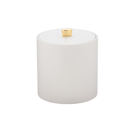 White | Classic Oxford 3qt Ice Bucket with a sturdy material cover and an eye-catching gold arc knob, making it a versatile addition to your dining experience.