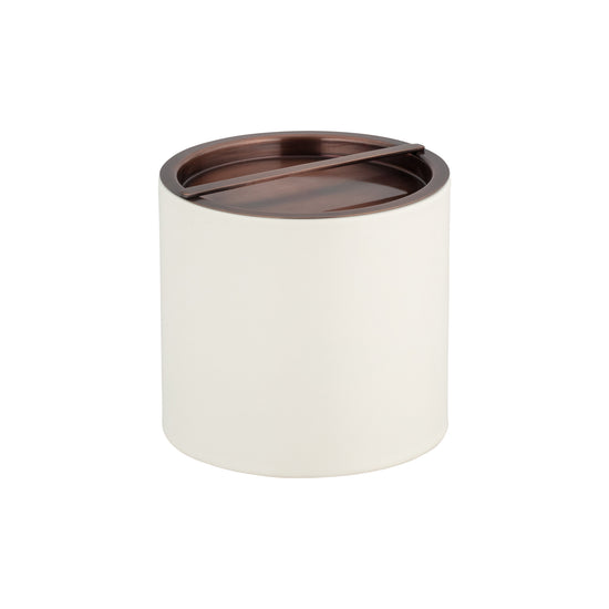 White | Chic Barcelona 2qt Ice Bucket with an elegant oil-rubbed bronze bridge cover, designed for high-end hospitality use.