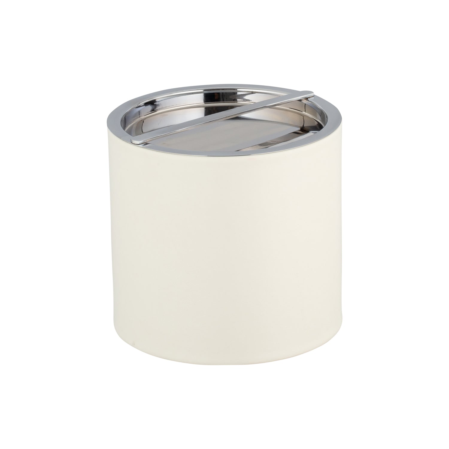 White | Elegant Manhattan 3qt Ice Bucket with a polished chrome bridge cover, available in multiple color options for hospitality spaces.