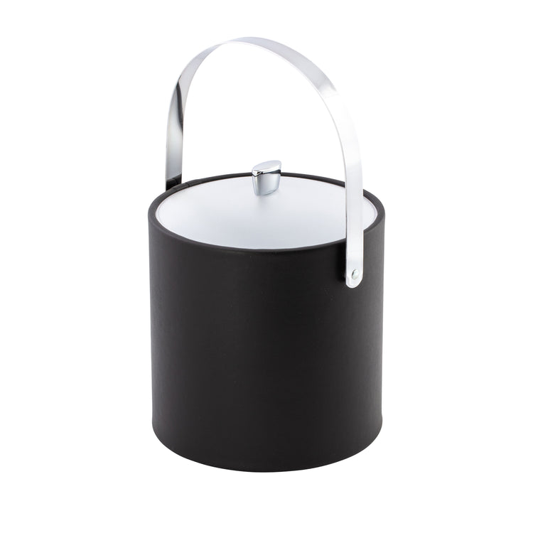 Black | Stylish 3qt ice bucket with a clear acrylic lid, chrome arc knob, and arch handle for high-end hospitality.