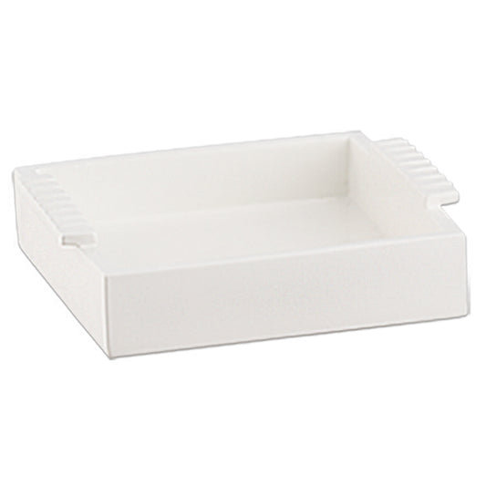 White | Elegant Platform square soap dish, featuring a sleek design that complements modern bathroom decor while keeping soap conveniently accessible.