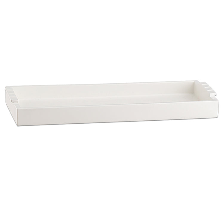 White | Elegant Platform amenity tray featuring a sleek design, perfect for organizing toiletries and other essentials in a bathroom or guestroom setting.