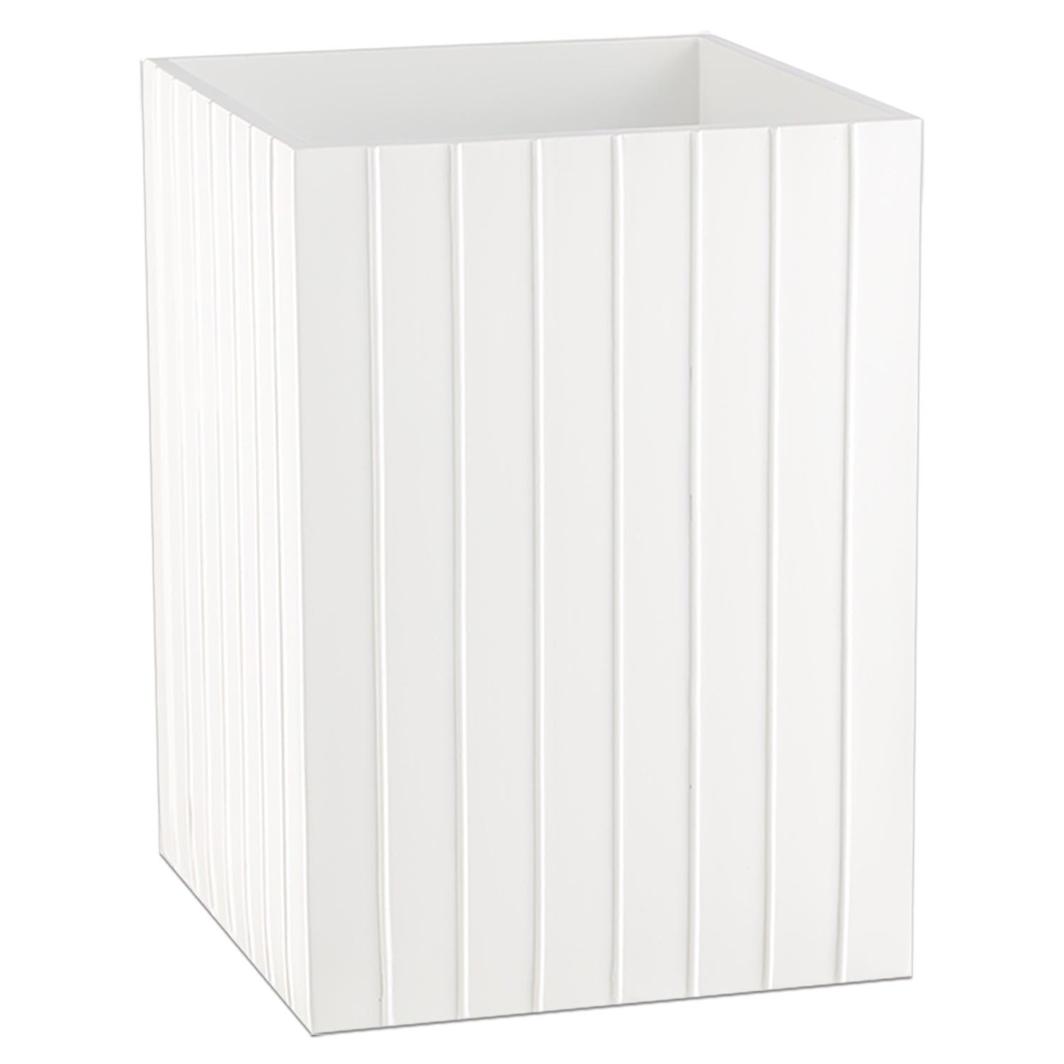 White | Sleek and modern Platform 8qt wastebasket, featuring a minimalist design and durable construction for efficient waste disposal in any space.