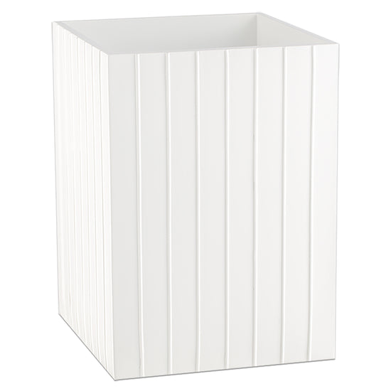 White | Sleek and modern Platform 8qt wastebasket, featuring a minimalist design and durable construction for efficient waste disposal in any space.