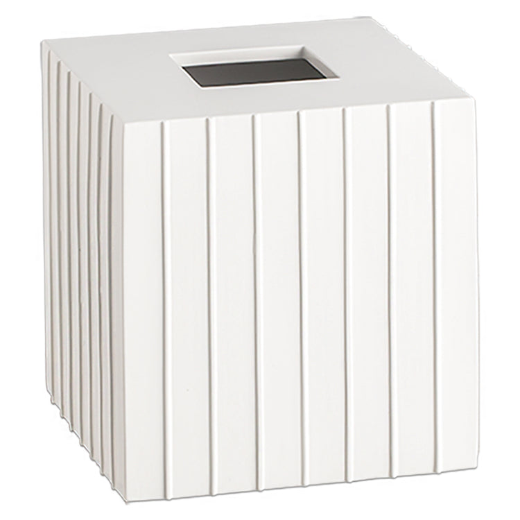 White | Sleek and modern Platform boutique tissue box cover, designed to complement contemporary decor while discreetly housing standard tissue boxes.