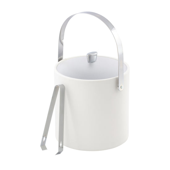 White | Refined 3qt ice bucket with chrome arc knob, arch handle, and clear acrylic cover for high-end hospitality.