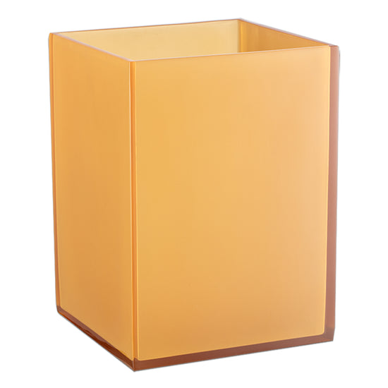 Amber | Sleek Glacier 8qt square wastebasket with a contemporary design, perfect for adding a modern touch to hotel rooms or office spaces.