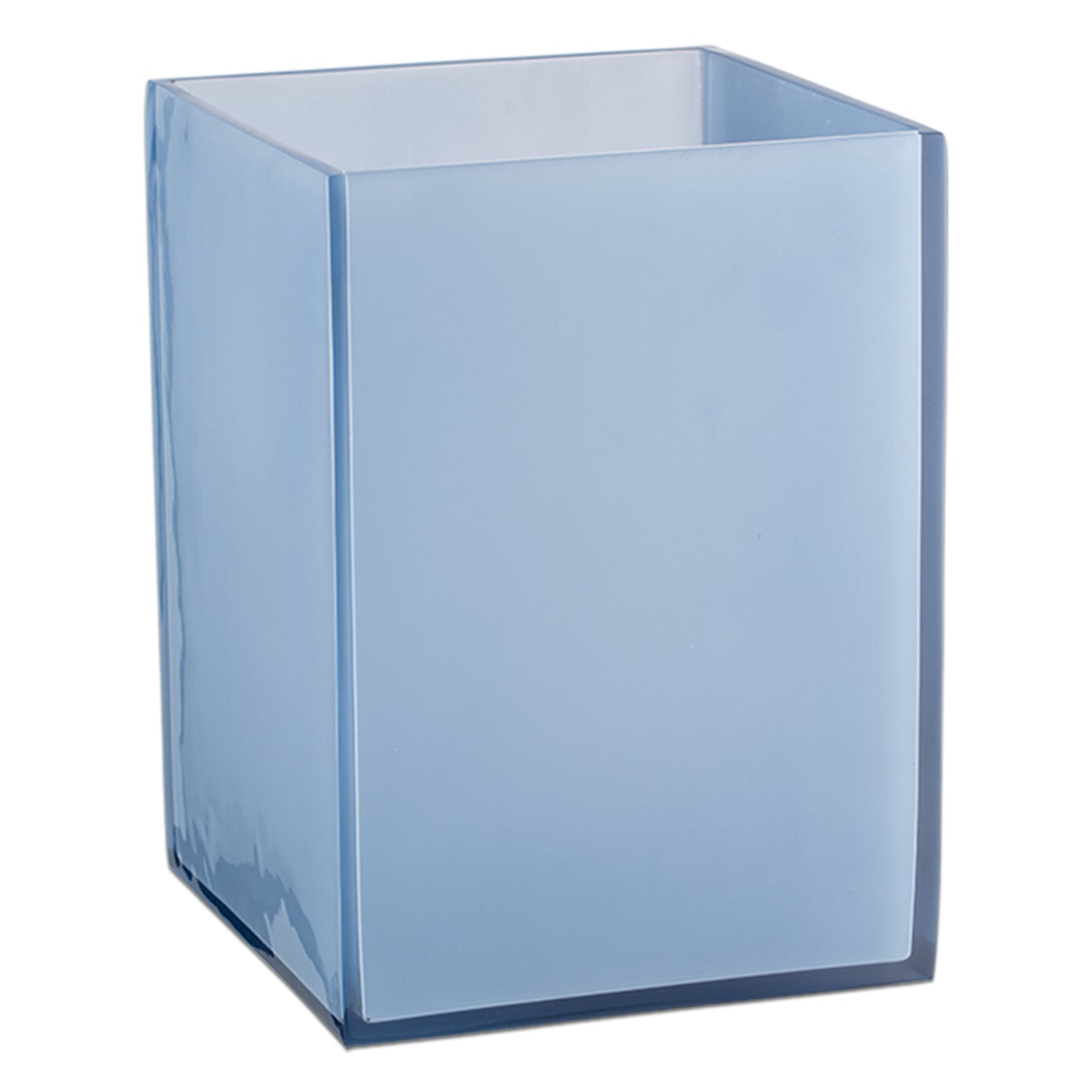 Blue | Durable Glacier 8qt square wastebasket featuring a clean, minimalist look, ideal for maintaining an organized environment in high-traffic areas.