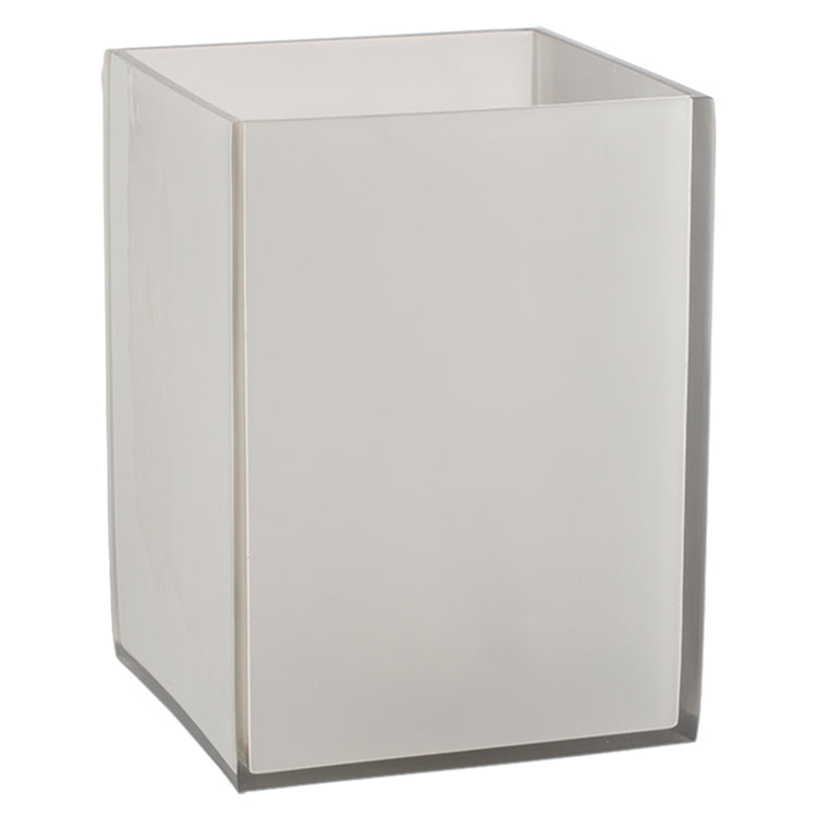 Gray | Functional Glacier 8qt square wastebasket, designed for efficient waste disposal while enhancing the aesthetic of any bathroom or guestroom.