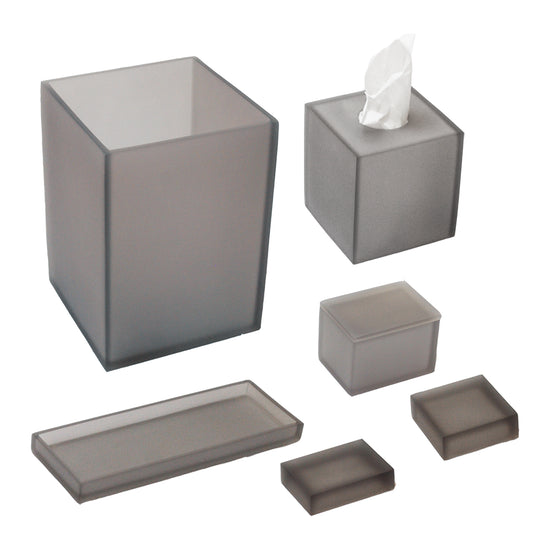 Gray Frost | A contemporary and minimalist Ghost Bath Accessories Set designed for upscale hospitality spaces.