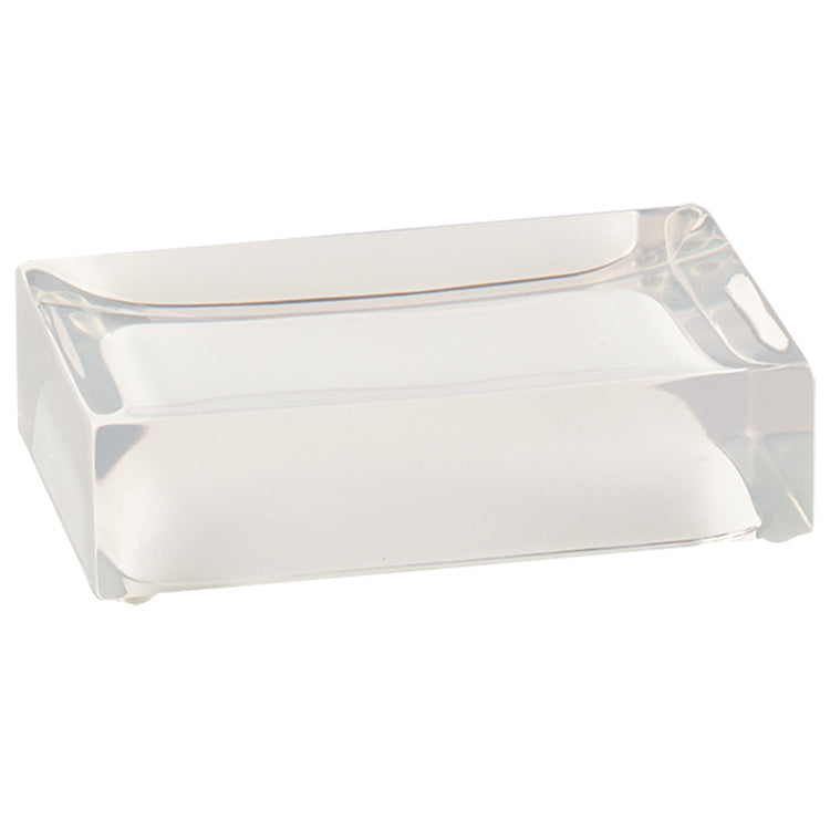 White | Stylish Reflections Rectangle Soap Dish featuring a glossy reflective finish, perfect for elegantly displaying soap in any bathroom.